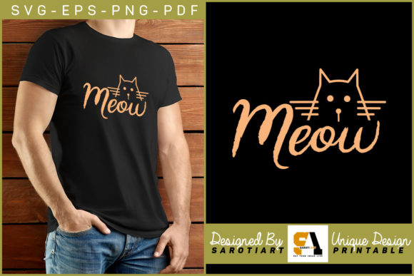 Cat Design with Funny Meow Calling Svg Review