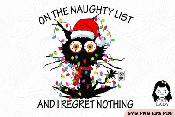 Naughty List Funny Cat Christmas SVG PNG Review